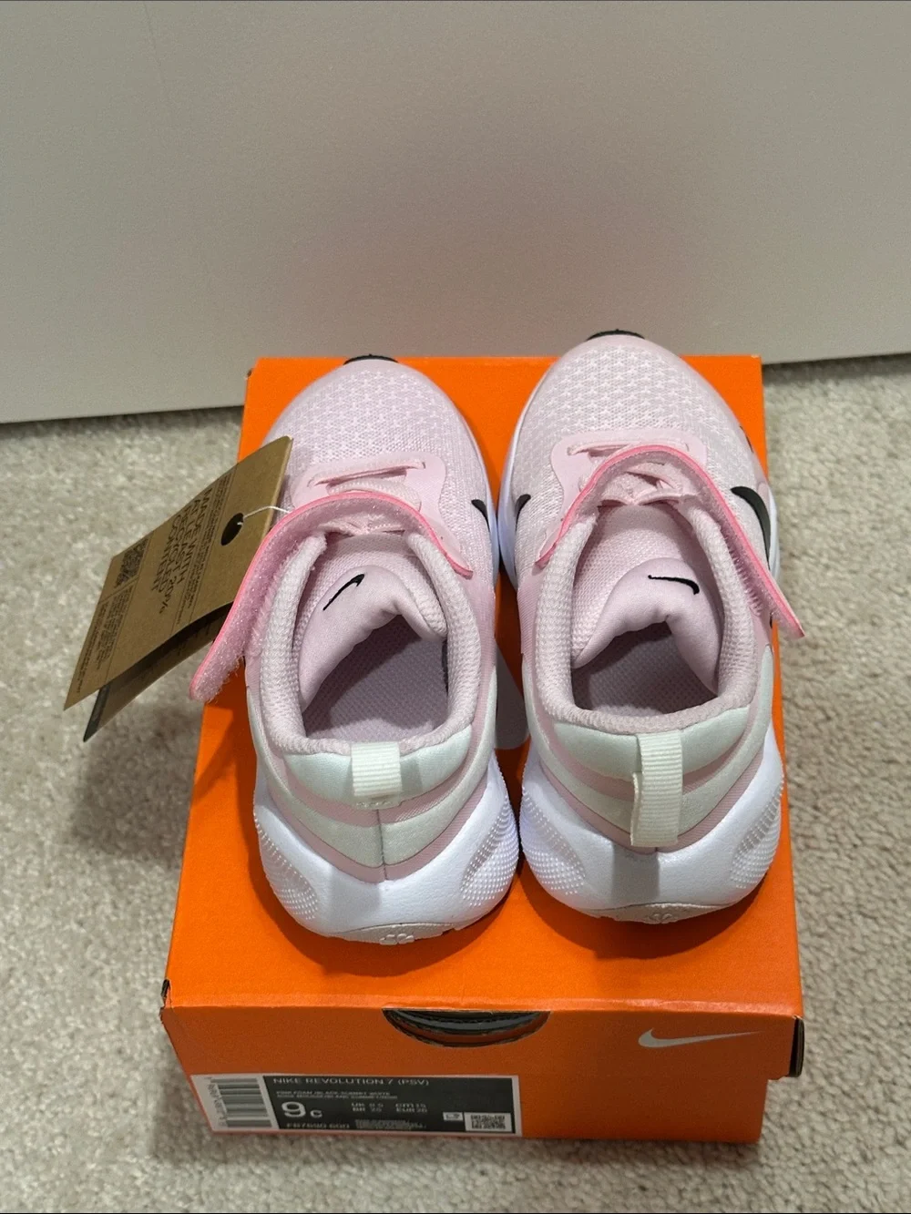 Nike Kids Pink and Black Mesh Hook-and-Loop Sneakers